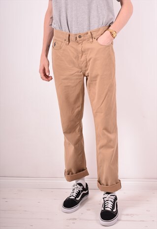 POLO RALPH LAUREN MENS VINTAGE TROUSERS W32 L32 KHAKI 90S