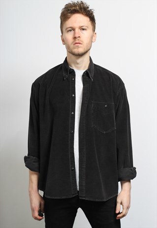 VINTAGE CORDUROY CORD SHIRT BLACK