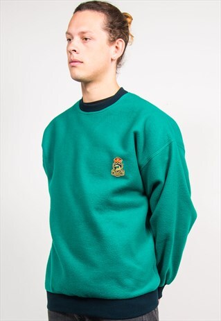 90'S VINTAGE GREEN FLEECE SWEATSHIRT CREW NECK SWEATER