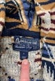 VINTAGE KNITTED CARDIGAN ABSTRACT PATTERNED GRANDAD SWEATER