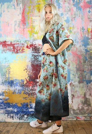 TROUSERS & KIMONO CO-ORDINATES IN DIP DYE VINTAGE FLOWER