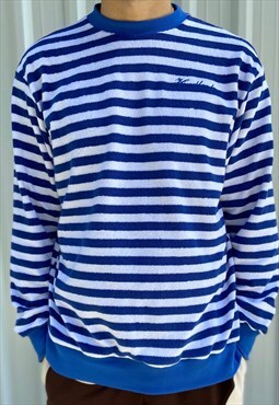 Handmade Sweatshirt Stripes Blue and White