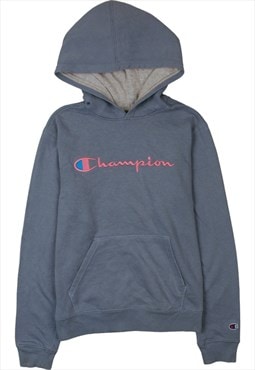 Vintage 90's Champion Hoodie Spellout Pullover Blue XLarge