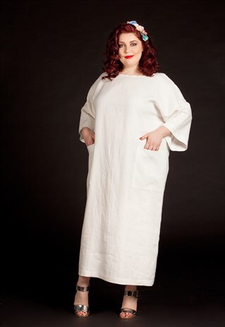 PLUS SIZE LINEN DRESS/ PLUS SIZE DRESS/ PLUS SIZE KAFTAN/