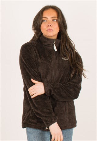VINTAGE BROWN NORTH FACE SHERPA FULL ZIP FLEECE LARGE 8 10