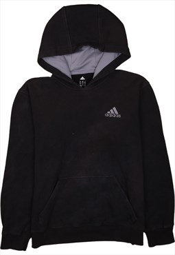 Vintage 90's Adidas Hoodie Drawstring Pockets Pullover Black