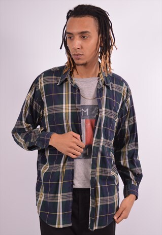 NAUTICA MENS VINTAGE SHIRT LARGE MULTI CHECK 90S
