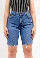 WRANGLER CUT OFF DENIM SHORTS IN BLUE VINTAGE