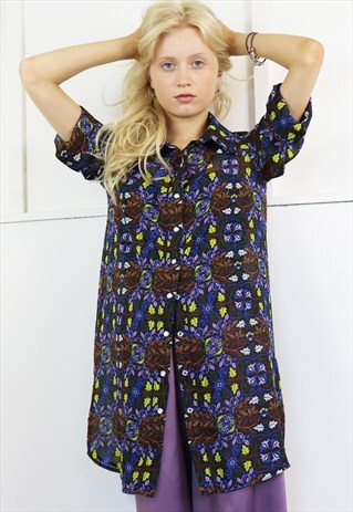 SHEER PRINT SHIRT DRESS