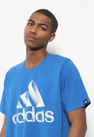VINTAGE ADIDAS BIG LOGO T-SHIRT BLUE