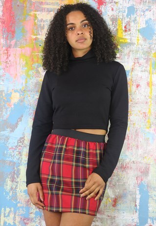 HIGH WAISTED MINI SKIRT IN RED CHECK