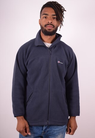 BERGHAUS MENS VINTAGE FLEECE JACKET MEDIUM BLUE 90S