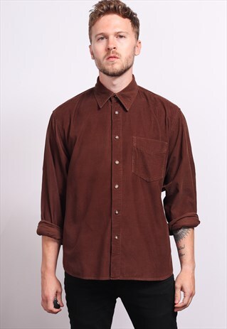 VINTAGE CORDUROY CORD SHIRT BROWN