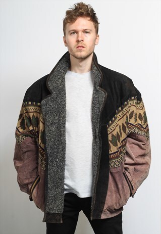 VINTAGE AZTEC INCA FLEECE LINED JACKET