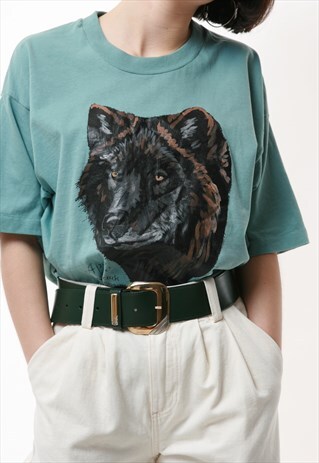 90S WOLF PARK FRUIT OF THE LOOM GRAPHIC COTTON T-SHIRT 16808