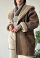 VINTAGE Y2K 00'S CLASSIC UNISEX OVERSIZED LIGHT BROWN COAT