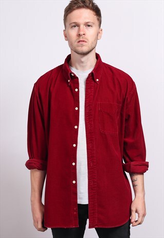 VINTAGE CORDUROY CORD SHIRT RED