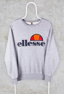 Vintage Ellesse Grey Sweatshirt Spell Out Logo Medium