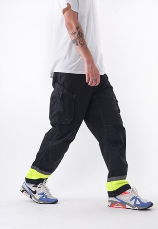 VINTAGE WORKWEAR UTILITY CARGO PANTS 90S NAVY BLUE