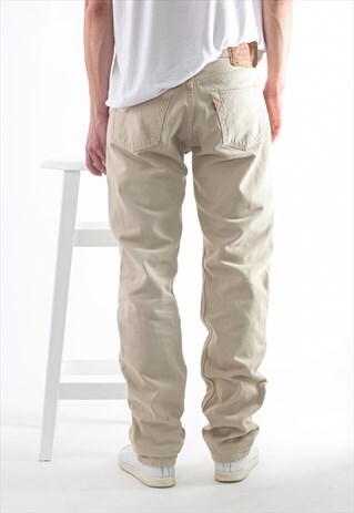 VINTAGE LEVIS 501 DENIM PANTS TROUSERS 90S BEIGE