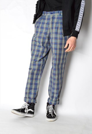VINTAGE 90S COLOURFUL CHECK LIGHTWEIGHT PANTS