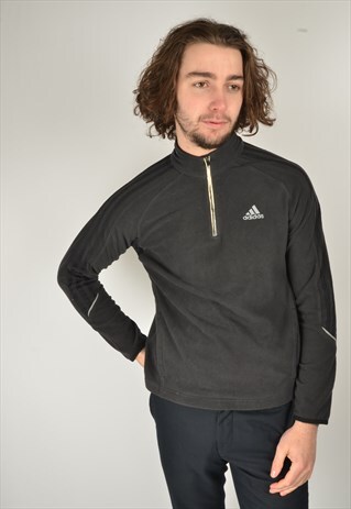 VINTAGE ADIDAS 1/4 ZIP FLEECE SWEATSHIRT IN BLACK