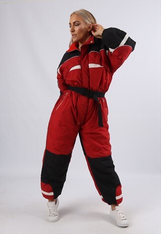 VINTAGE 90'S FULL SKI SUIT SNOW SHORT PETITE UK 10 S (JJ1H)