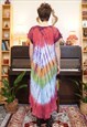 VINTAGE 90S COLOURFUL TIE DYE HIPPY MAXI BEACH DRESS