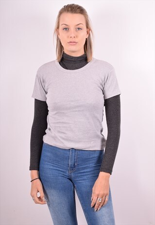 CALVIN KLEIN WOMENS VINTAGE T-SHIRT TOP MEDIUM GREY 90S