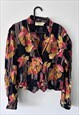 RETRO BLACK FLORAL SUMMER JACKET - LARGE