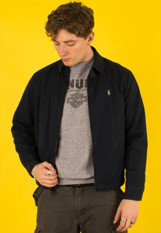 VINTAGE NAVY POLO RALPH LAUREN HARRINGTON JACKET