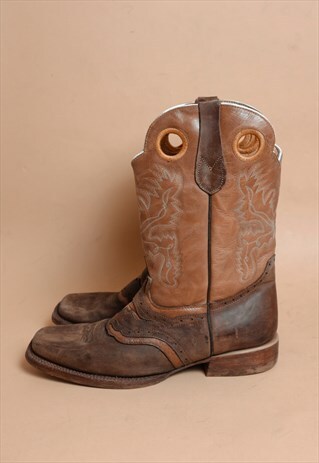 REAL EXOTIC : MEN'S VINTAGE WESTERN COWBOY BOOTS - UK 10 /