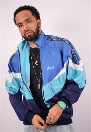 VINTAGE ASICS TRACKSUIT TOP JACKET BLUE