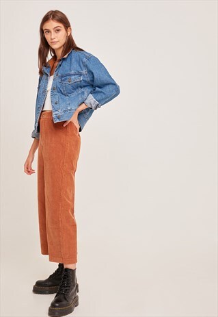 CROPPED PALAZZO TROUSERS - BROWN CORDUROY