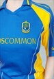 90S VINTAGE BLUE YELLOW SHORT SLEEVE SOCCER FOOTBALL TOP, 
