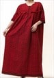 70S VINTAGE RARE AFRICAN OVERSIZED COTTON RED DRESS 5391