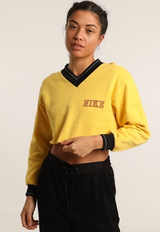 VINTAGE NIKE EMBROIDERED SPELL OUT CROPPED SWEATSHIRT