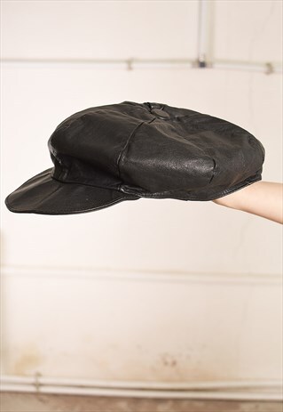 90'S RETRO PARIS CHIC LEATHER NEWSBOY CAP BERET