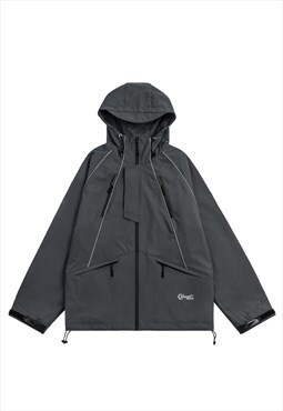 Utility windbreaker grunge rain jacket gorpcore jacket grey