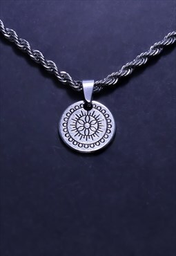 CRW Silver Bohemian Flower Pattern Necklace 