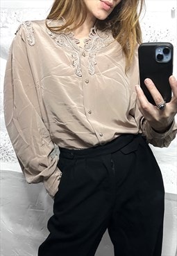 Cacao Embroidered Retro ladies Blouse / Shirt 