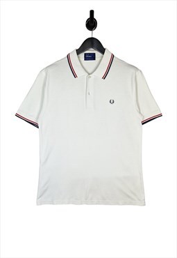 Men's Fred Perry Twin Tipped Polo Shirt In White Size Large