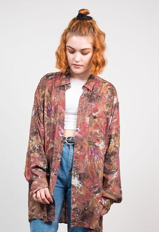 VINTAGE 90'S BRIGHT WAVY PATTERN FESTIVAL SHIRT