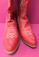 COWBOY BOOTS RED WESTERN EMBROIDERED KNEE HIGH