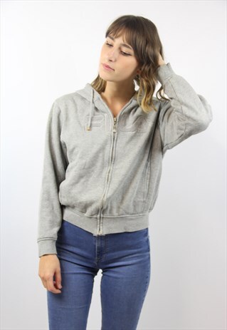 VINTAGE FILA GREY ZIP UP HOODIE