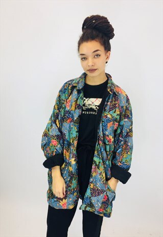 VINTAGE 80S COLOURFUL RAVE COTTON JACKET