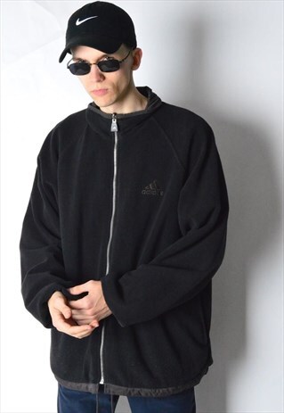 VINTAGE 90S BROWN REVERSIBLE FLEECE SHELL ADIDAS JACKET