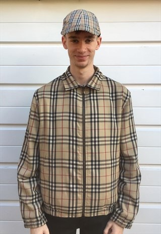 MENS BURBERRY REVERSIBLE JACKET BROWN CORDUROY NOVA CHECK