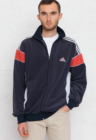 VINTAGE NAVY ADIDAS ZIP TRACK JACKET