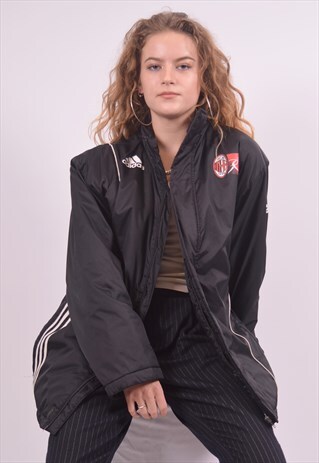 ADIDAS WOMENS VINTAGE PADDED JACKET LARGE BLACK 90S